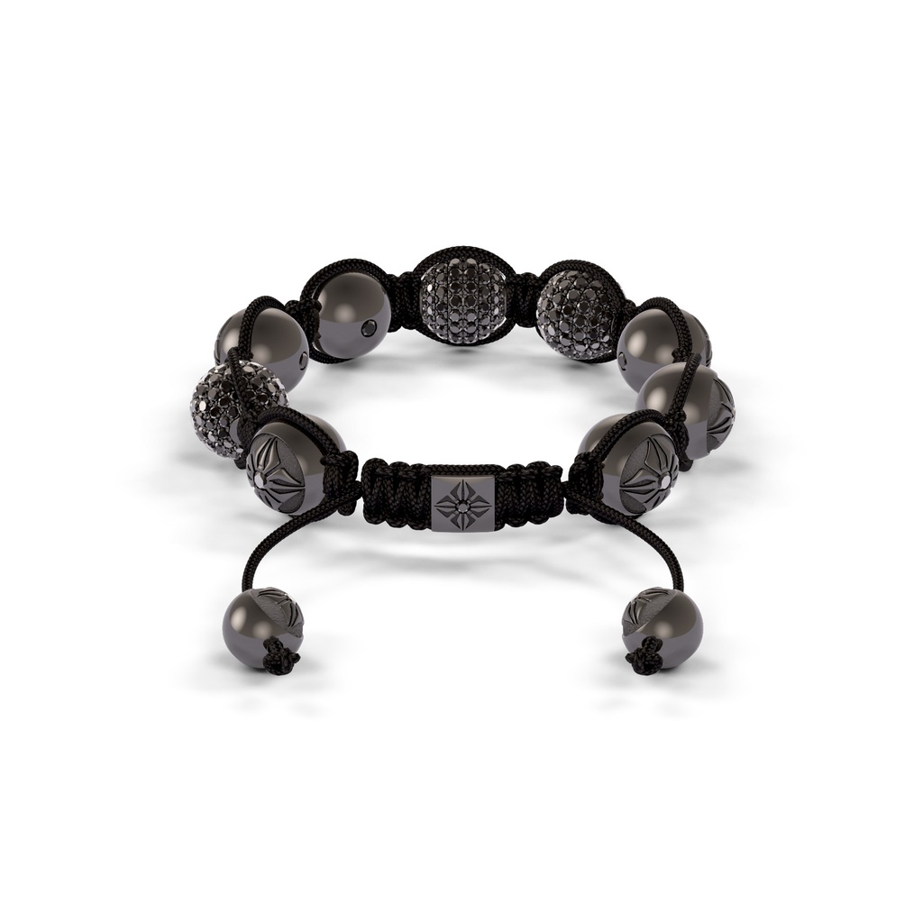 Shamballa Jewels Black Gold Black Diamond 10mm Braided Shamballa Bracelet (Back View) - D146513