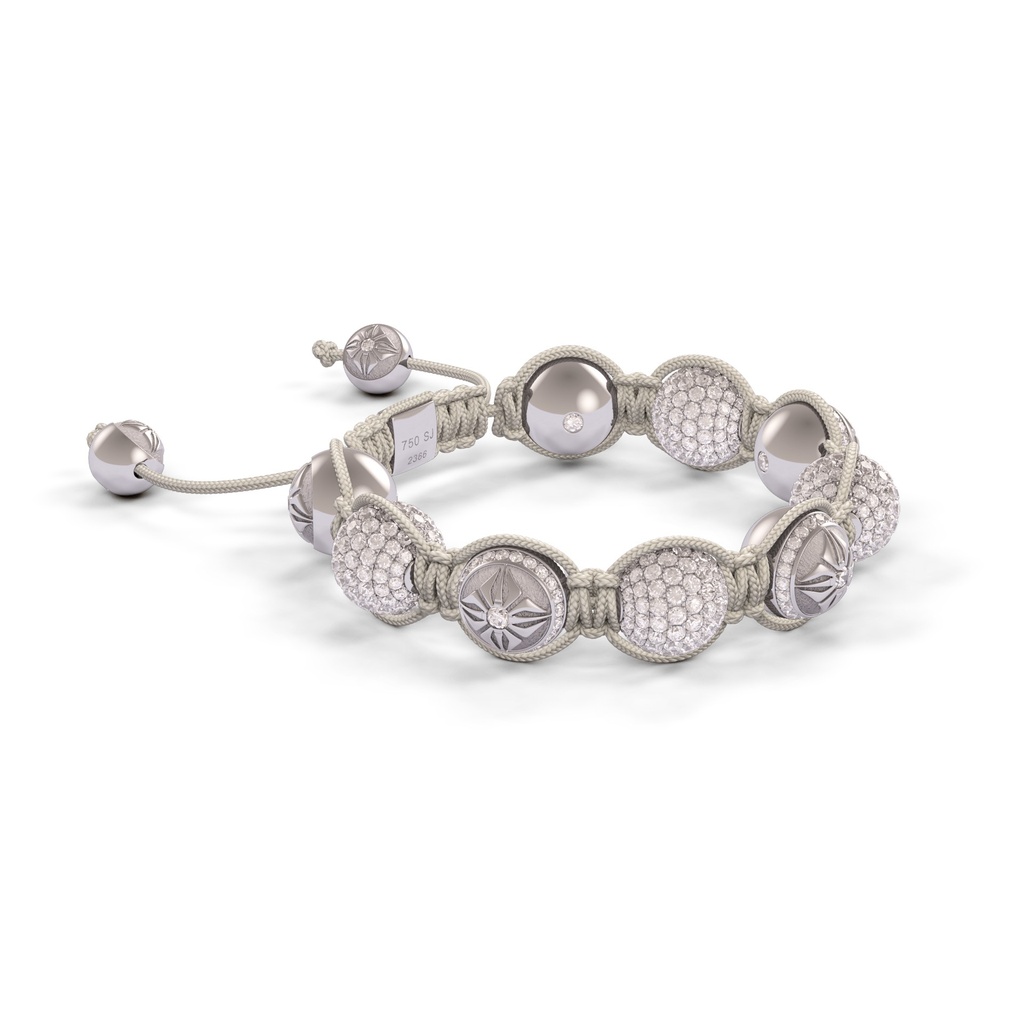 Shamballa Jewels Black Gold Black Diamond 10mm Braided Shamballa Bracelet (Left View) - D143491
