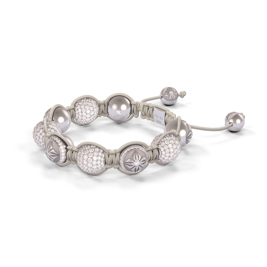 Shamballa Jewels Black Gold Black Diamond 10mm Braided Shamballa Bracelet (Right View) - D143491