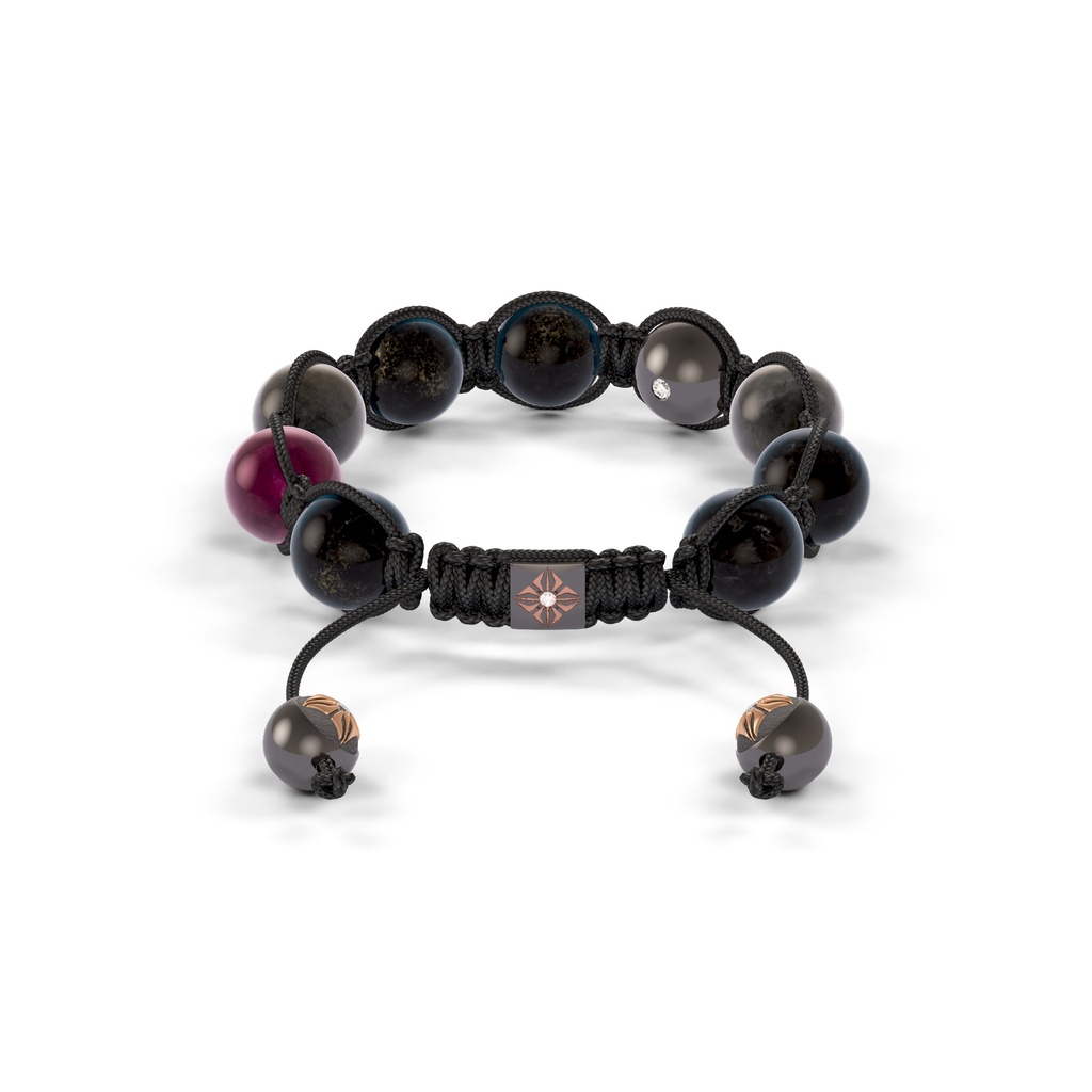 Shamballa Jewels Black Gold Black Diamond 10mm Braided Shamballa Bracelet (Back View) - D143095