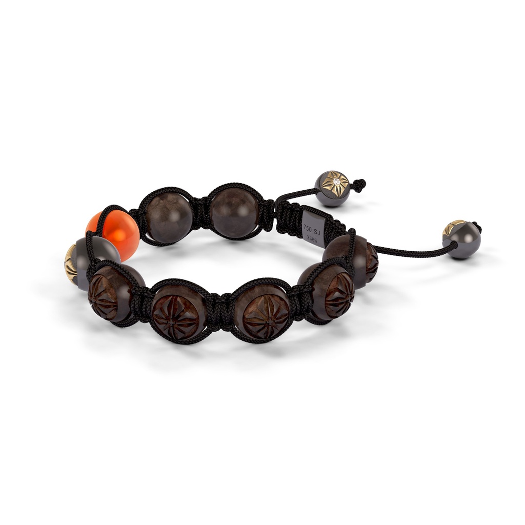 Shamballa Jewels Black Gold Black Diamond 10mm Braided Shamballa Bracelet (Right View) - D100555
