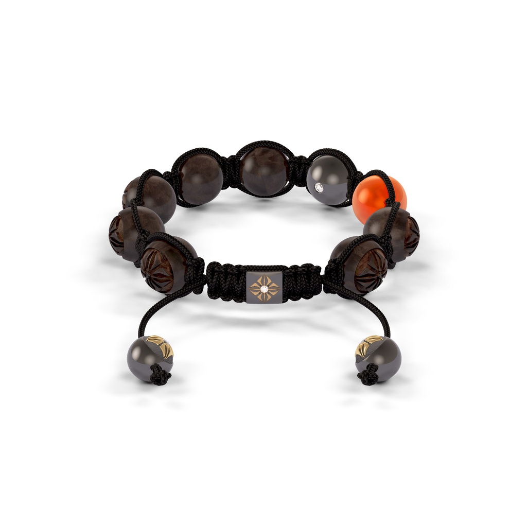 Shamballa Jewels Black Gold Black Diamond 10mm Braided Shamballa Bracelet (Back View) - D100555