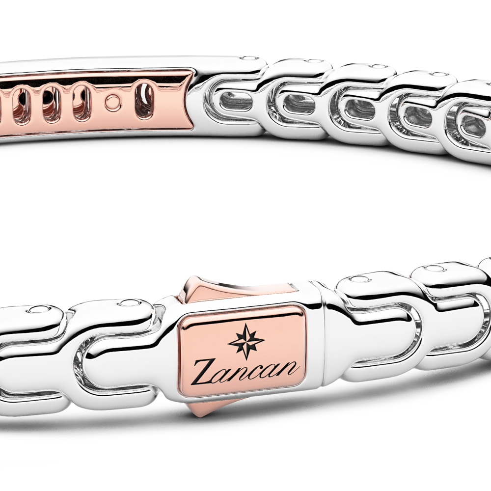 Zancan bracelet in 18k gold with tag and black diamonds. #3