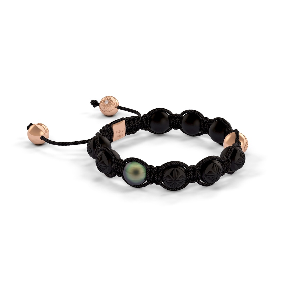 Shamballa Jewels Rose Gold & Tahiti Peral 8mm Braided Shamballa Bracelet (Left View) - D100430