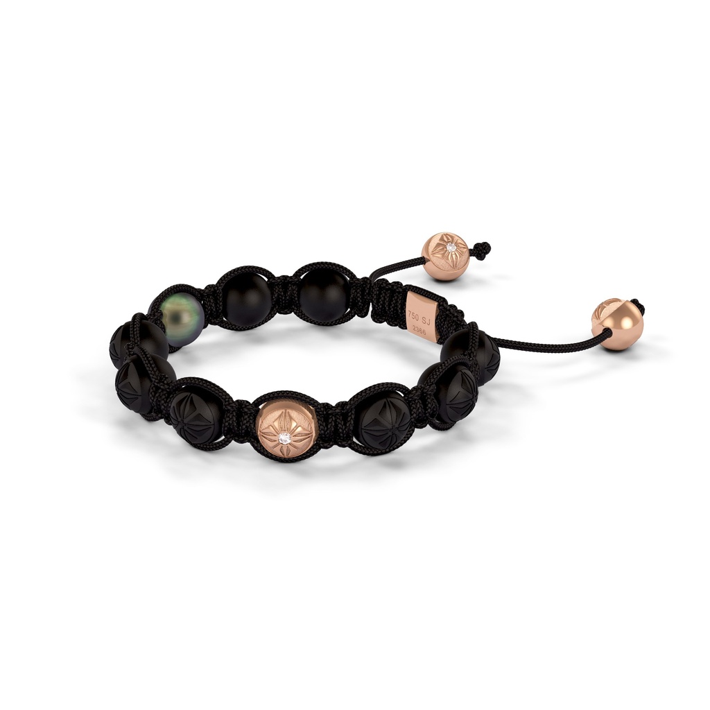 Shamballa Jewels Rose Gold & Tahiti Peral 8mm Braided Shamballa Bracelet (Right View) - D100430