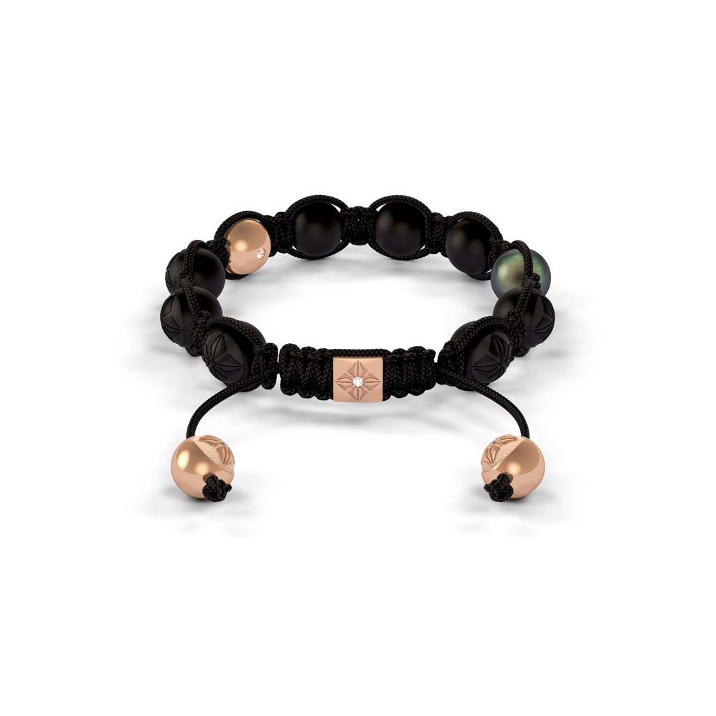 Shamballa Jewels Rose Gold & Tahiti Peral 8mm Braided Shamballa Bracelet (Back View) - D100430
