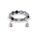 Shamballa Jewels White & Black Gold Aqua & Sapphire 8mm Braided Shamballa Bracelet (Back View) - D187167