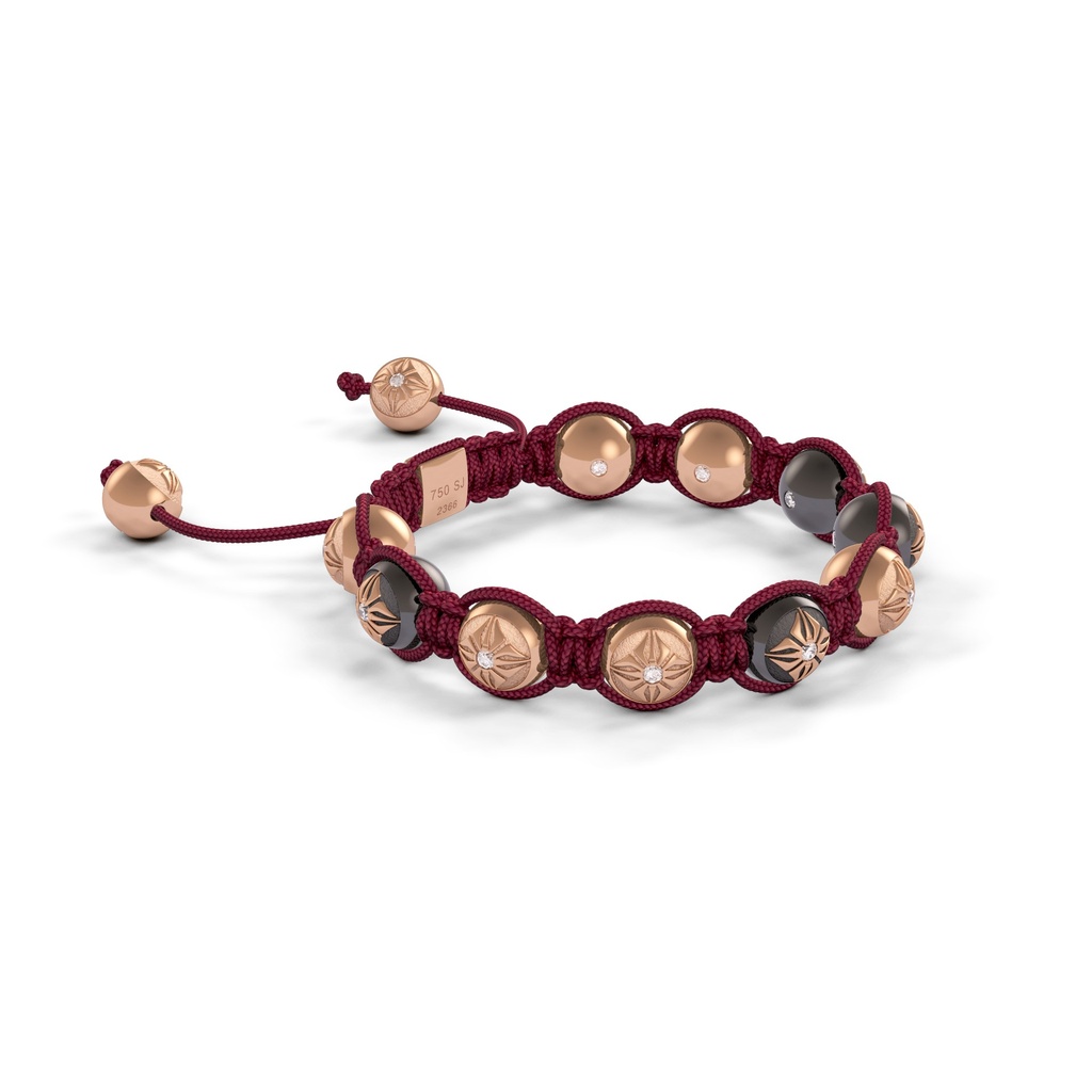 Shamballa Jewels Rose & Black Gold 8mm Braided Shamballa Bracelet (Left View) - D142892