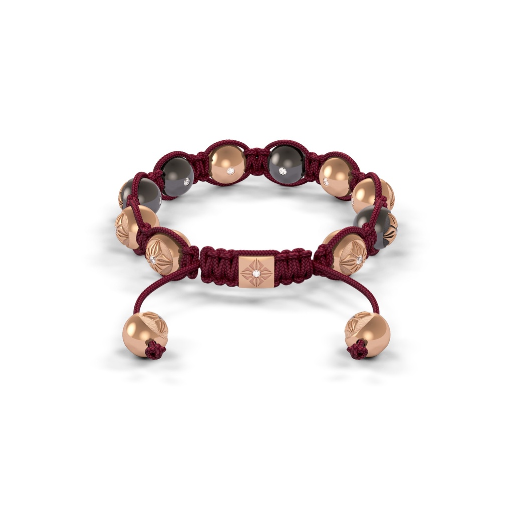 Shamballa Jewels Rose & Black Gold 8mm Braided Shamballa Bracelet (Back View) - D142892