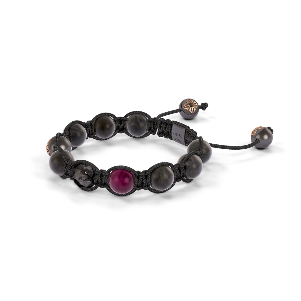 Shamballa Jewels Rose & Black Gold 8mm Braided Shamballa Bracelet (Right View) - D143070