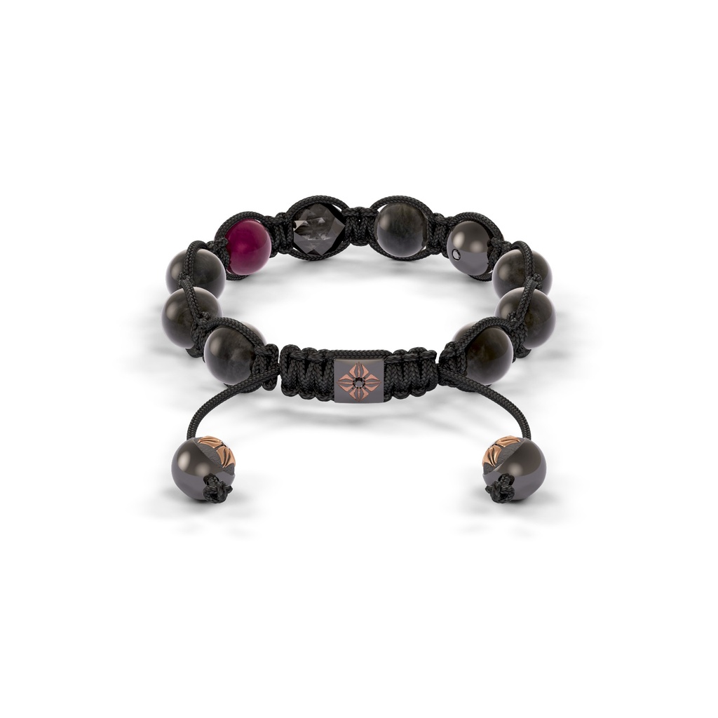 Shamballa Jewels Rose & Black Gold 8mm Braided Shamballa Bracelet (Back View) - D143070