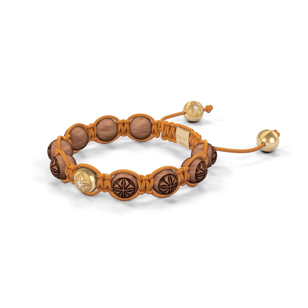 Shamballa Jewels Yellow Gold & Ebony 8mm Braided Shamballa Bracelet (Right View) - D100739