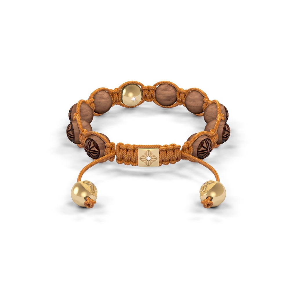 Shamballa Jewels Yellow Gold & Ebony 8mm Braided Shamballa Bracelet (Back View) - D100739