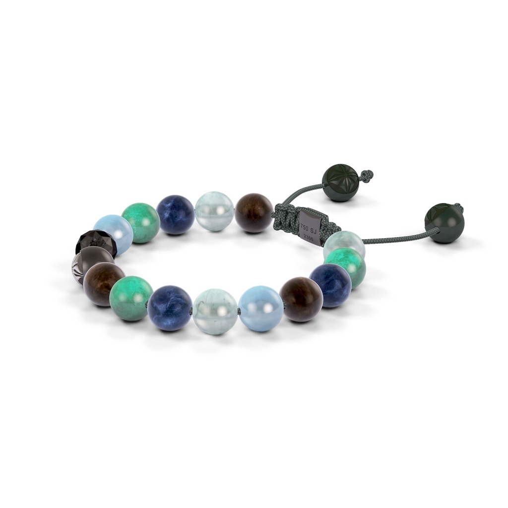 Shamballa Jewels Black Gold Mixed Sapphire, Emerald & Ceramic 8mm Non-Braided Shamballa Bracelet (Right View) - D196539