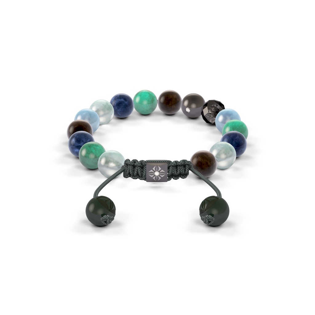 Shamballa Jewels Black Gold Mixed Sapphire, Emerald & Ceramic 8mm Non-Braided Shamballa Bracelet (Back View) - D196539