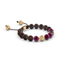 Shamballa Jewels Yellow & Gold, Ruby & Ebony 8mm Non-Braided Shamballa Bracelet (Left View) - D100833