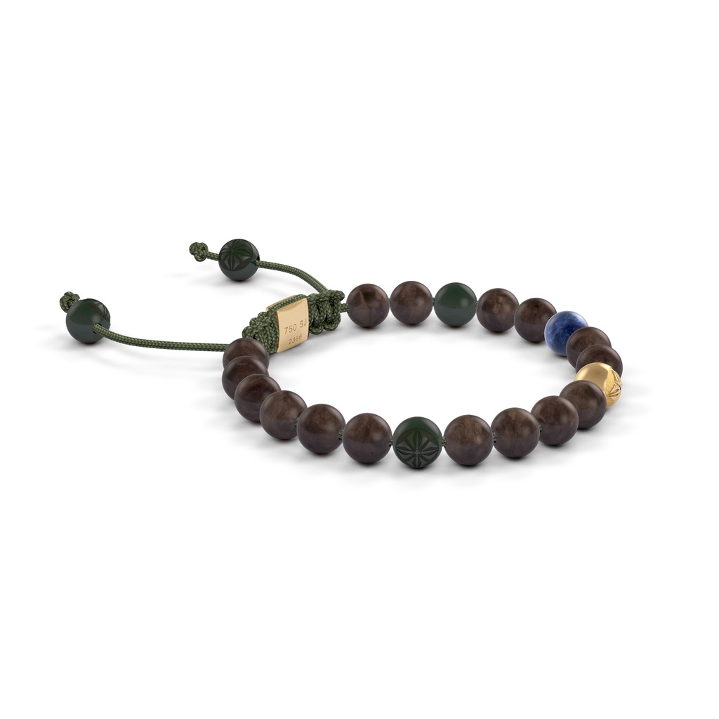 Shamballa Jewels Yellow Gold, Black Diamond & Blue Sapphire 6mm Non-Braided Shamballa Bracelet (Left View) - D196418