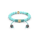 Shamballa Jewels Yellow Gold, Columbian Emerald & Turquoise 6mm Non-Braided Shamballa Bracelet (Back View) - D215856