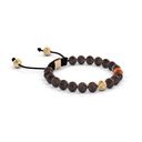 Shamballa Jewels Yellow & Black Gold, Carnelian & Ebony 6mm Non-Braided Shamballa Bracelet (Left View) - D100554