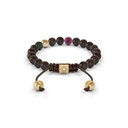 Shamballa Jewels Yellow & Black Gold, Carnelian & Ebony 6mm Non-Braided Shamballa Bracelet (Back View) - D100768