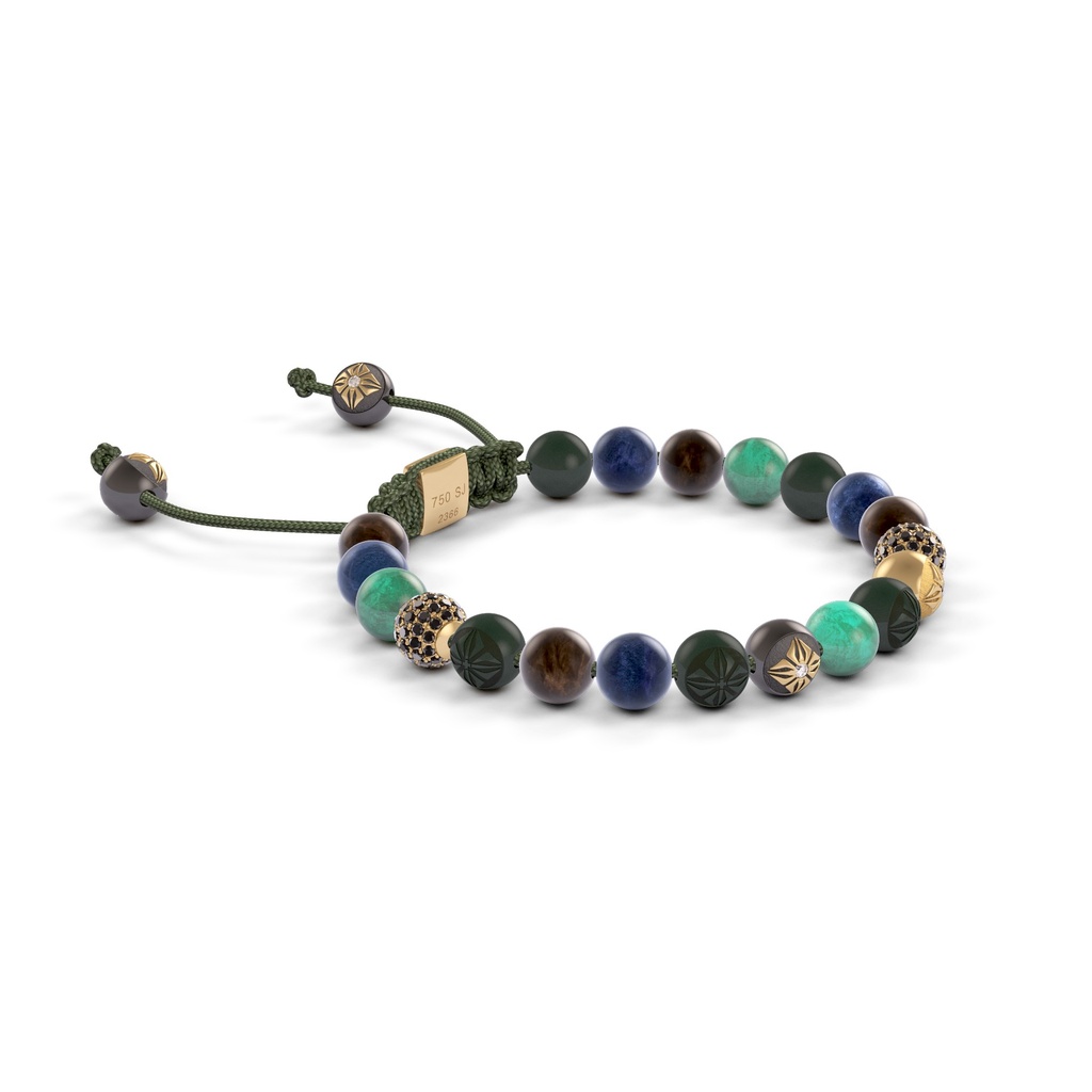 Shamballa Jewels Rose & Black Gold, Black Diamond, Mixed Sapphire, Emerald & Ceramic 6mm Non-Braided Shamballa Bracelet (Left View) - D196180