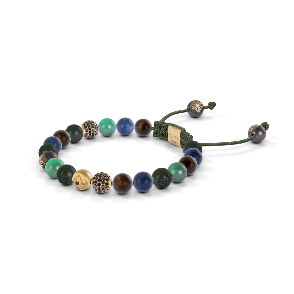 Shamballa Jewels Rose & Black Gold, Black Diamond, Mixed Sapphire, Emerald & Ceramic 6mm Non-Braided Shamballa Bracelet (Right View) - D196180