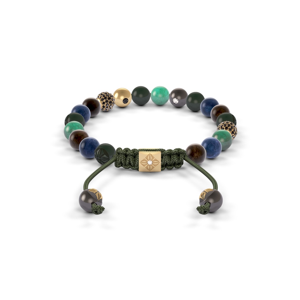 Shamballa Jewels Rose & Black Gold, Black Diamond, Mixed Sapphire, Emerald & Ceramic 6mm Non-Braided Shamballa Bracelet (Back View) - D196180