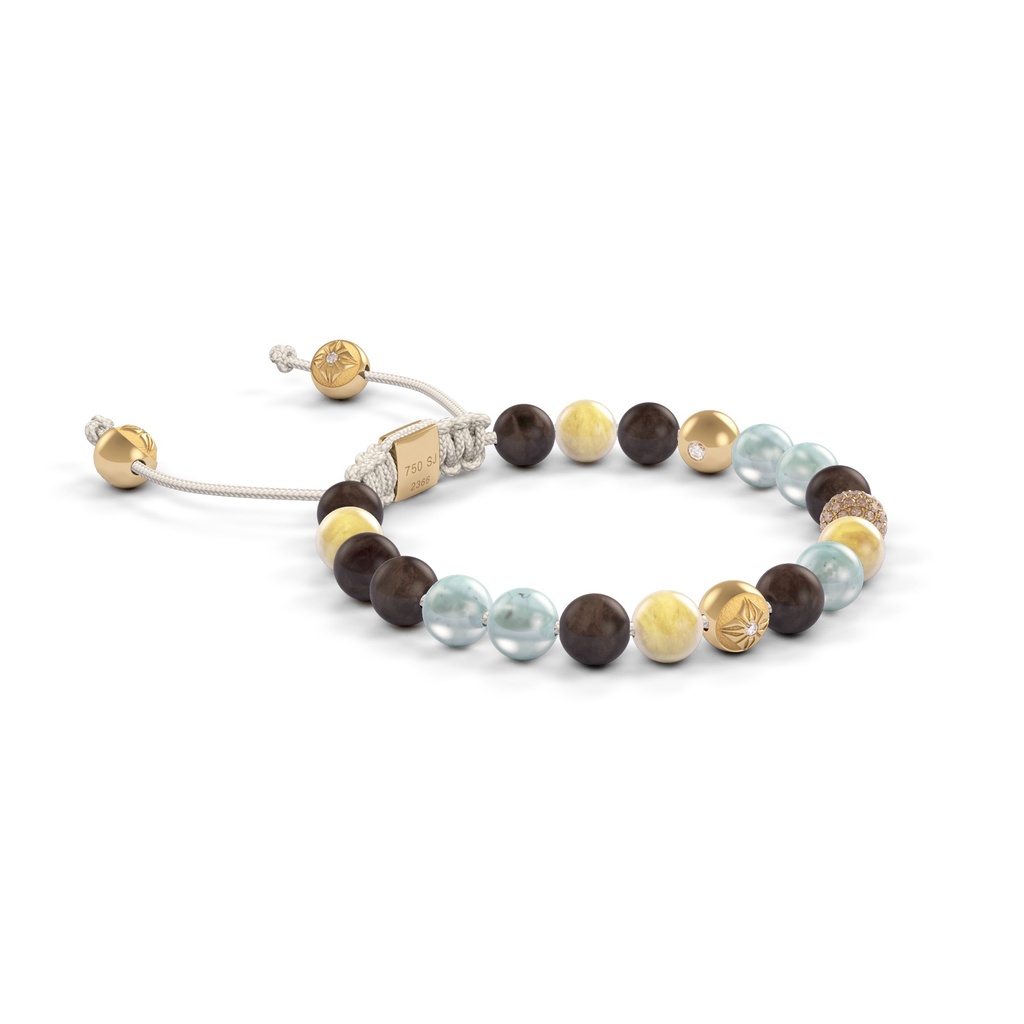 Shamballa Jewels Yellow Gold, Diamond & Mixed Sapphire 6mm Non-Braided Shamballa Bracelet (Left View) - D142772