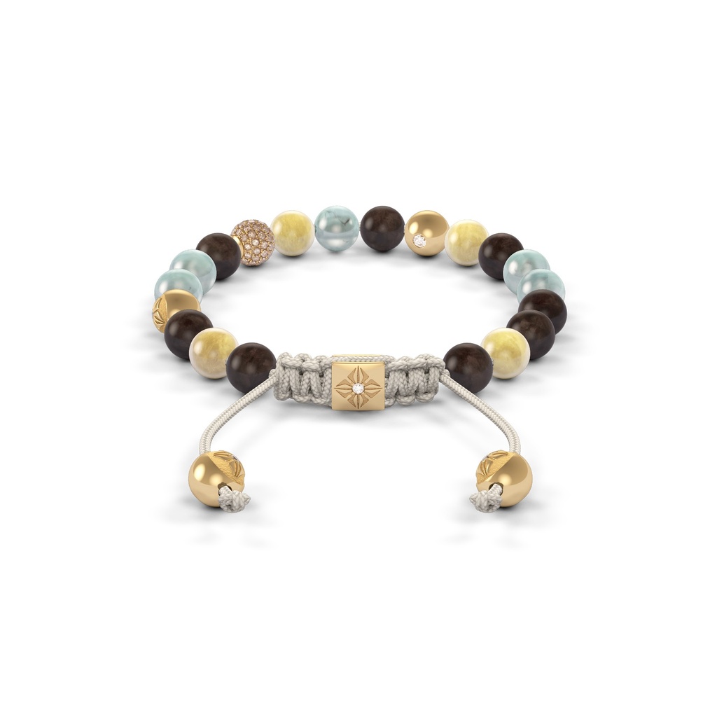 Shamballa Jewels Yellow Gold, Diamond & Mixed Sapphire 6mm Non-Braided Shamballa Bracelet (Back View) - D142772