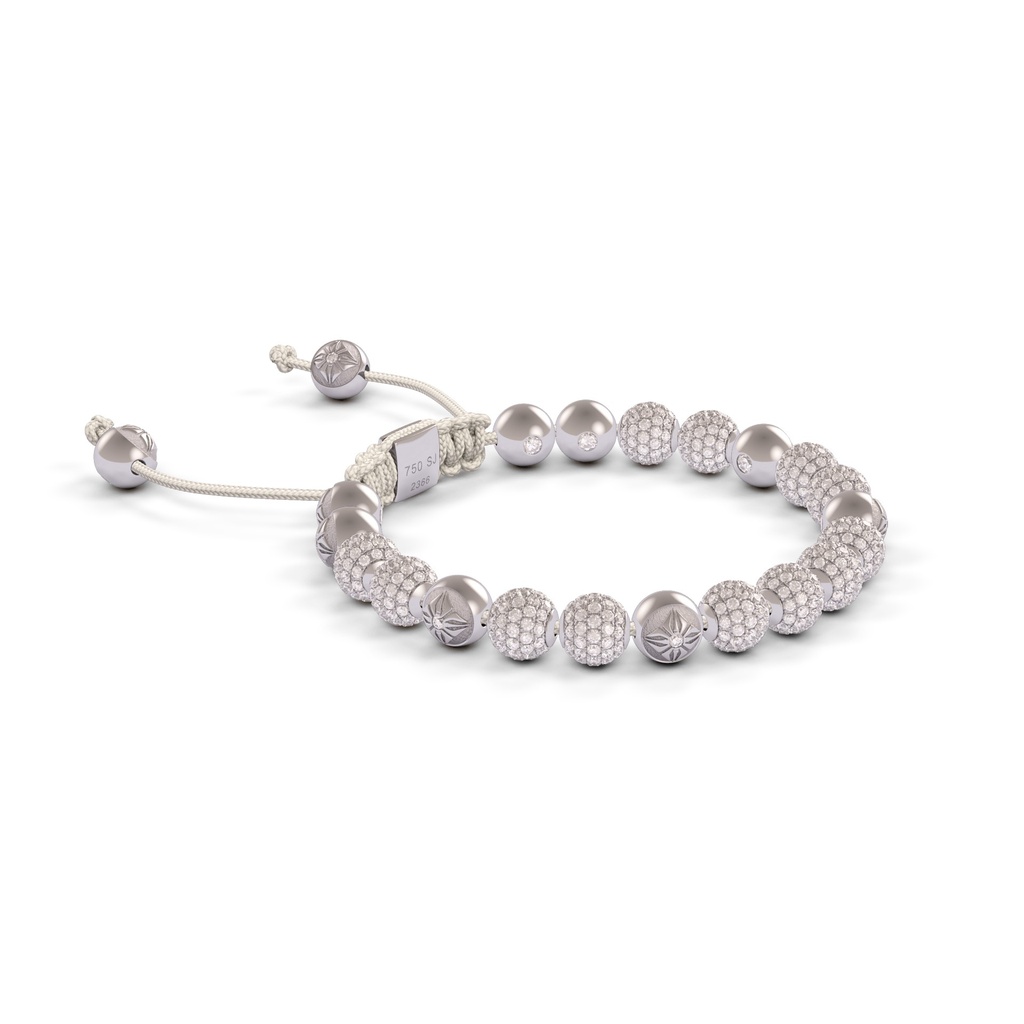 Shamballa Jewels White Gold & Diamond 6mm Non-Braided Shamballa Bracelet (Left View) - D143272
