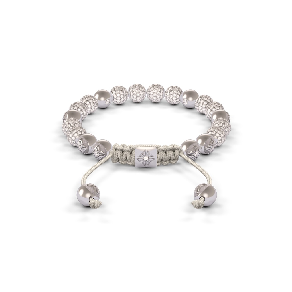 Shamballa Jewels White Gold & Diamond 6mm Non-Braided Shamballa Bracelet (Back View) - D143272
