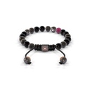 Shamballa Jewels Black & Rose Gold Mixed Semi-Precious 6mm Non-Braided Shamballa Bracelet (Back View) - D143086
