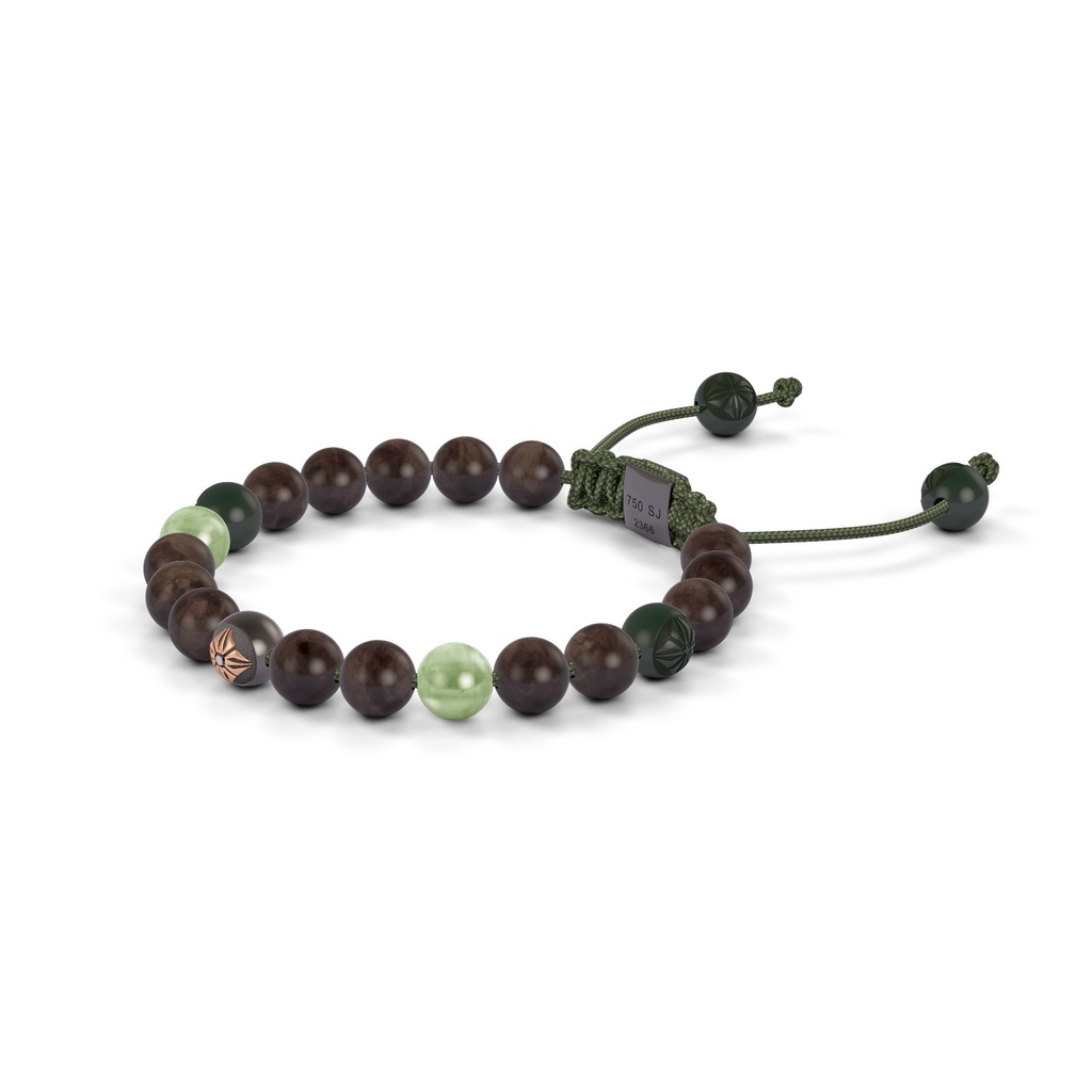 Shamballa Jewels Black & Rose Gold Green Sapphire, Ceramic & Ebony 6mm Non-Braided Shamballa Bracelet (Right View) - D214234