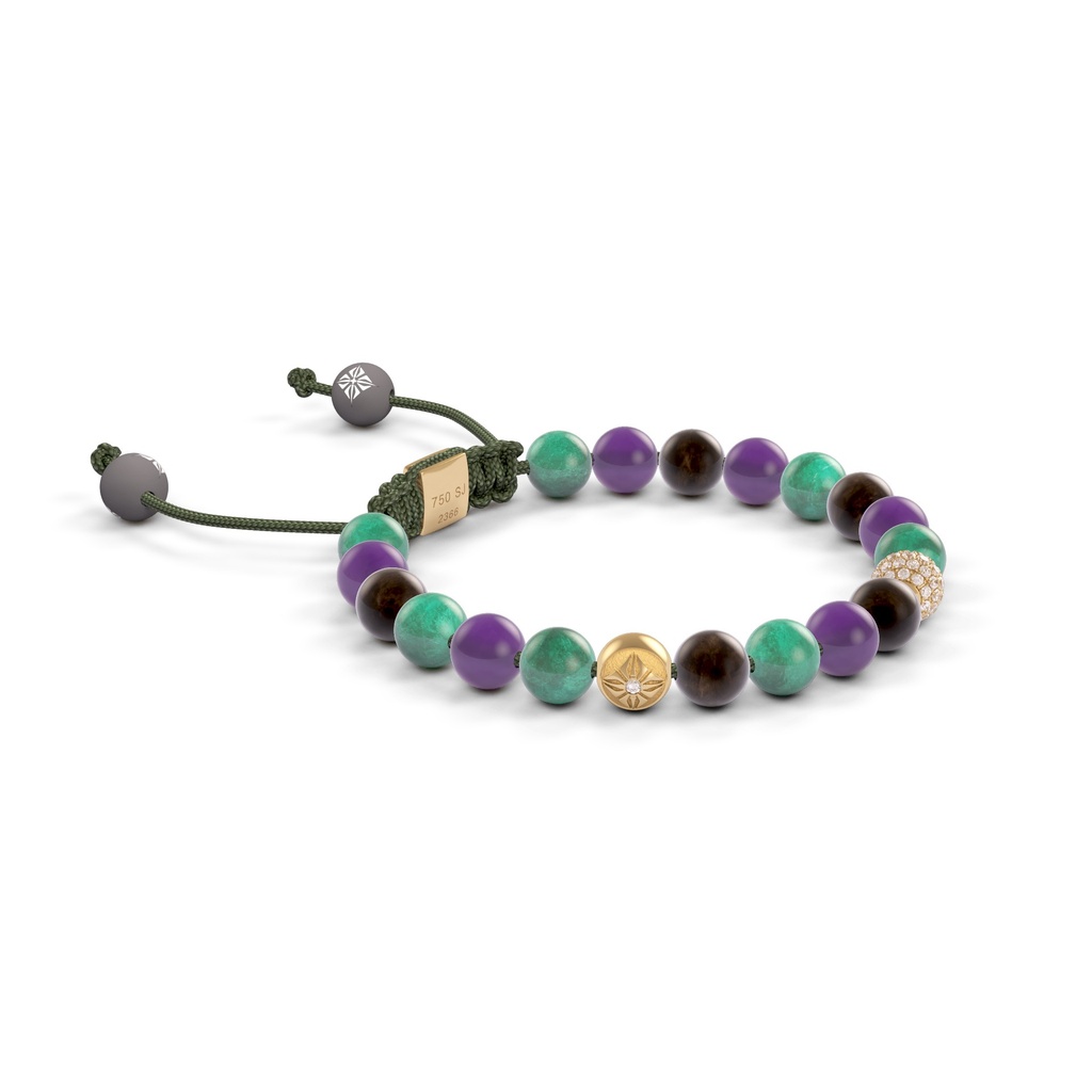 Shamballa Jewels Yellow Gold Diamond, Amethyst, Emerald & Sapphire 6mm Non-Braided Shamballa Bracelet (Left View) - D196334