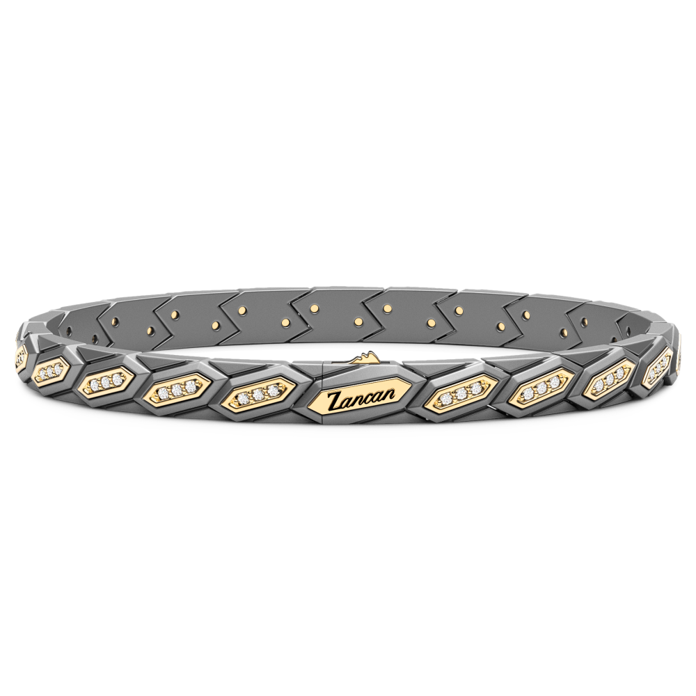Zancan Titanium, 18kt Gold & Natural Diamond Bracelet #3