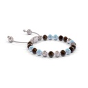 Shamballa Jewels White Gold Faceted Diamond, Aqua & Brown Sapphire 6mm Non-Braided Shamballa Bracelet (Left View) - D187152