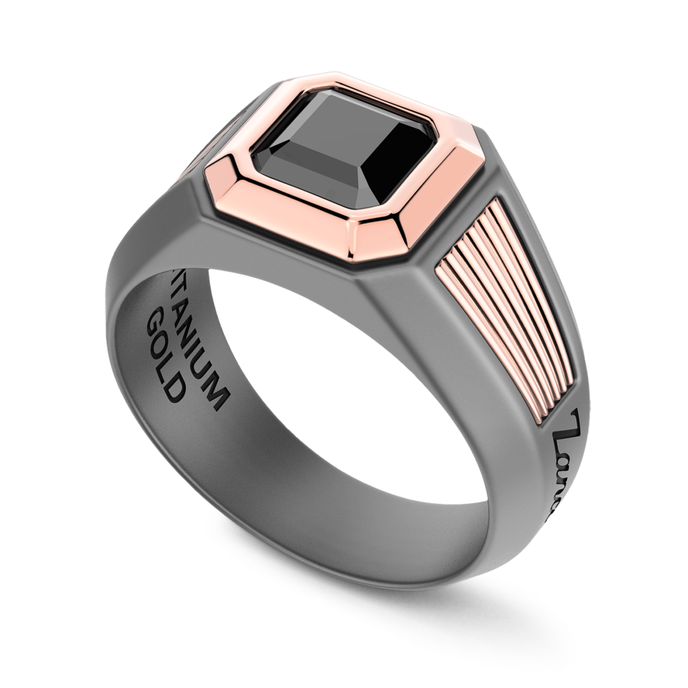Zancan titanium, 18kt Rose Gold, and Black Diamond Ring #2