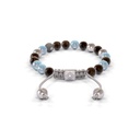 Shamballa Jewels White Gold Faceted Diamond, Aqua & Brown Sapphire 6mm Non-Braided Shamballa Bracelet (Back View) - D187152