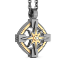 Zancan necklace in titanium and 18kt gold with wind rose and diamond. #2