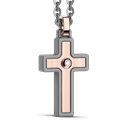 Zancan necklace in titanium and 18kt gold with cross pendant and diamond. #2