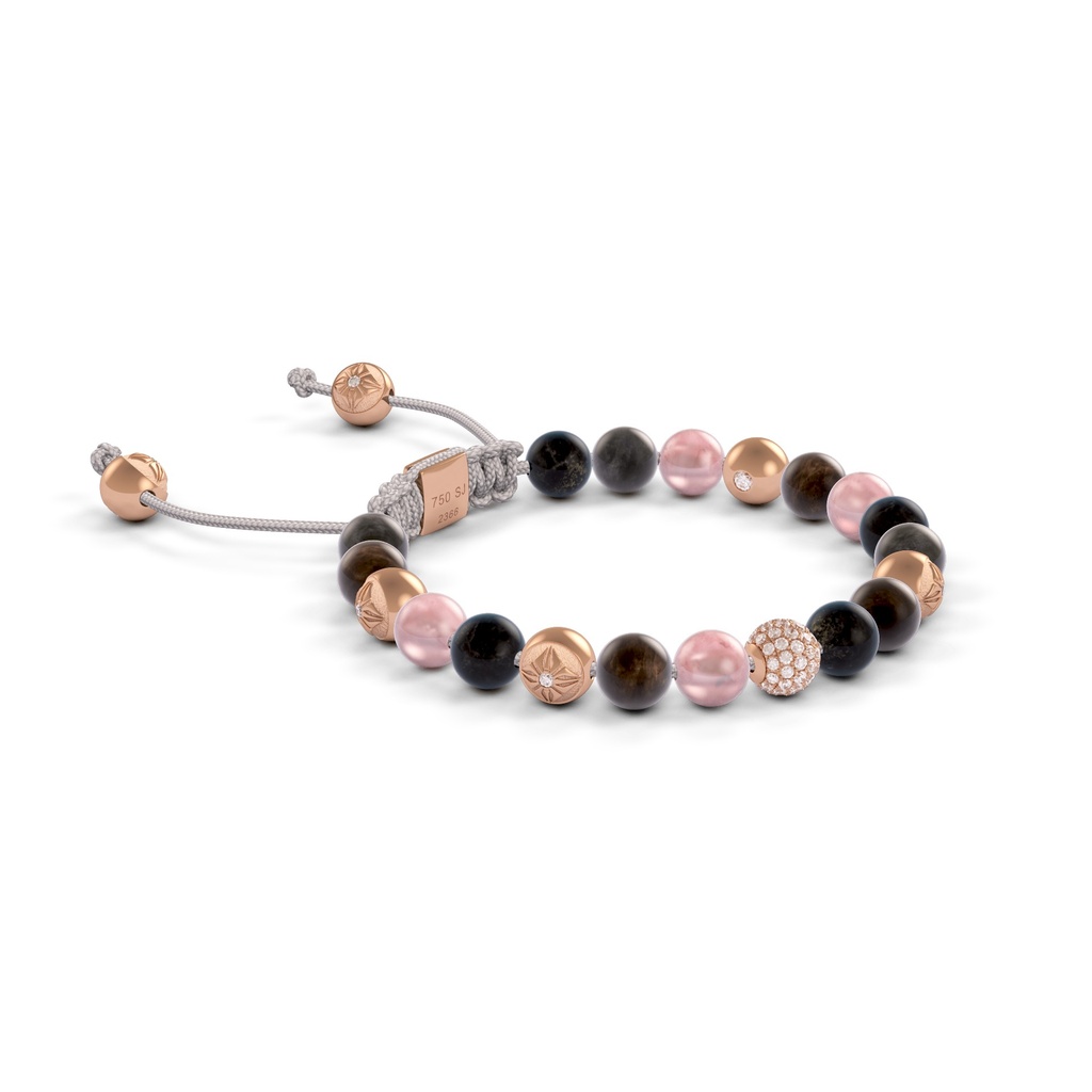 Shamballa Jewels Rose Gold Diamond & Mixed Sapphire 6mm Non-Braided Shamballa Bracelet (Left View) - D176869