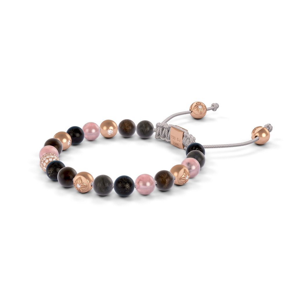 Shamballa Jewels Rose Gold Diamond & Mixed Sapphire 6mm Non-Braided Shamballa Bracelet (Right View) - D176869