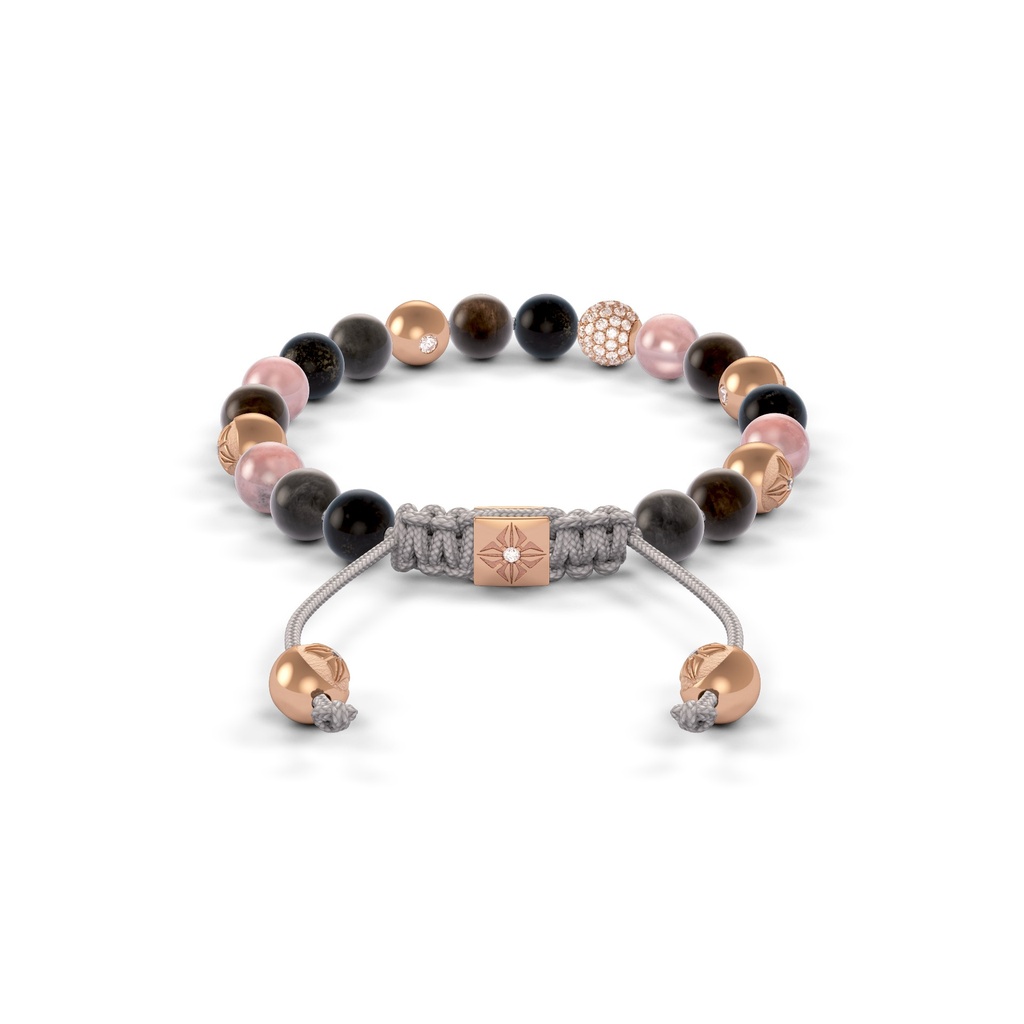 Shamballa Jewels Rose Gold Diamond & Mixed Sapphire 6mm Non-Braided Shamballa Bracelet (Back View) - D176869