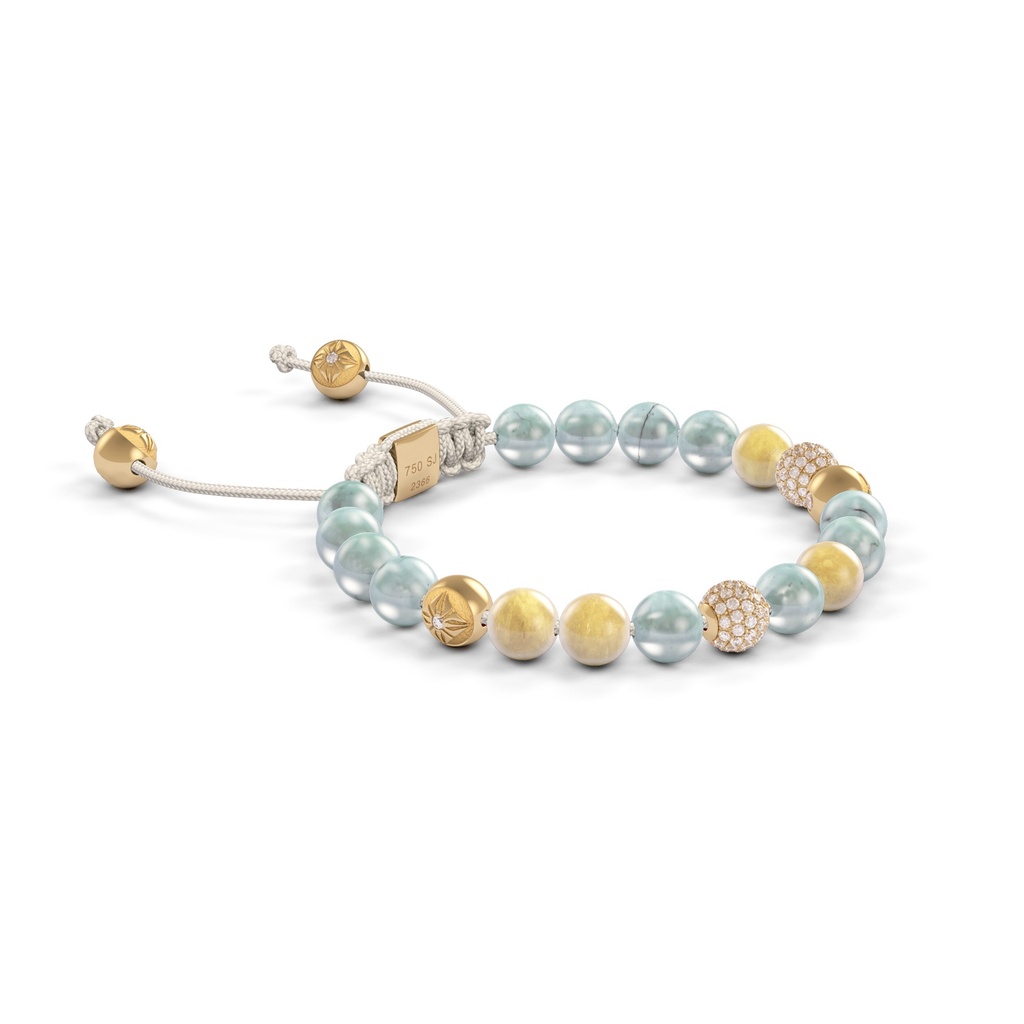 Shamballa Jewels Yellow Gold Diamond & Mixed Sapphire 6mm Non-Braided Shamballa Bracelet (Left View) - D142756