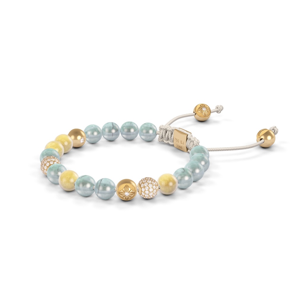 Shamballa Jewels Yellow Gold Diamond & Mixed Sapphire 6mm Non-Braided Shamballa Bracelet (Right View) - D142756