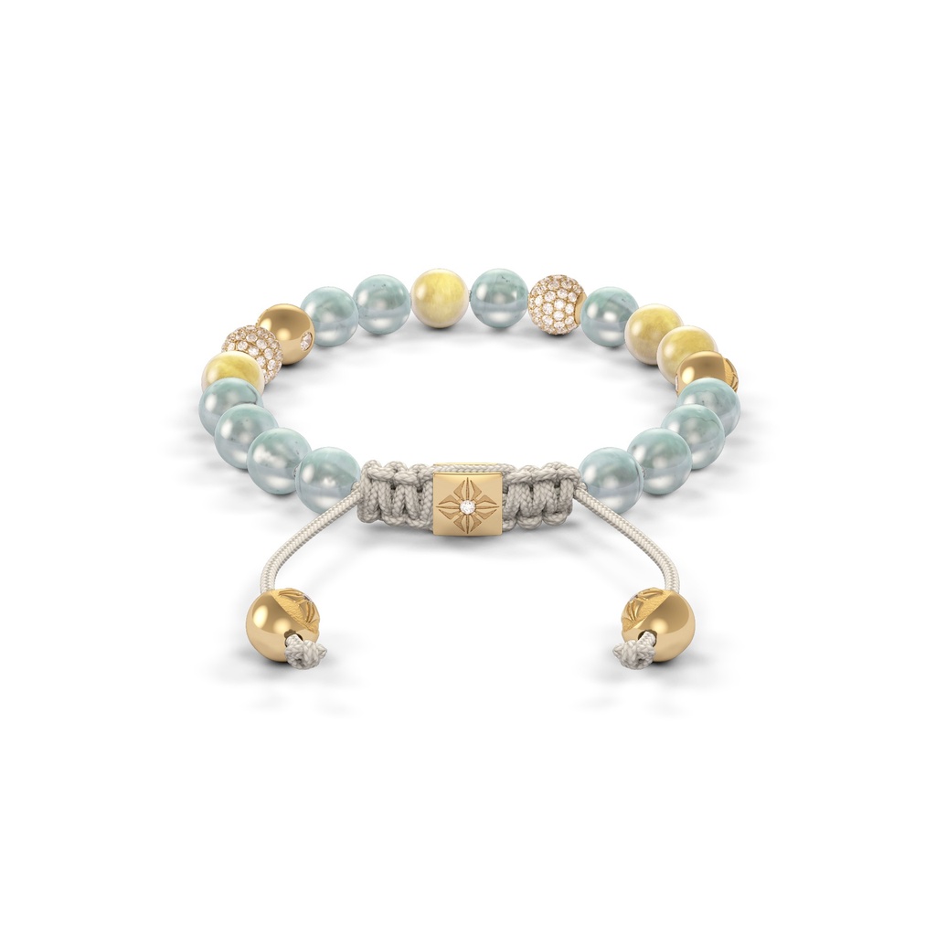 Shamballa Jewels Yellow Gold Diamond & Mixed Sapphire 6mm Non-Braided Shamballa Bracelet (Back View) - D142756