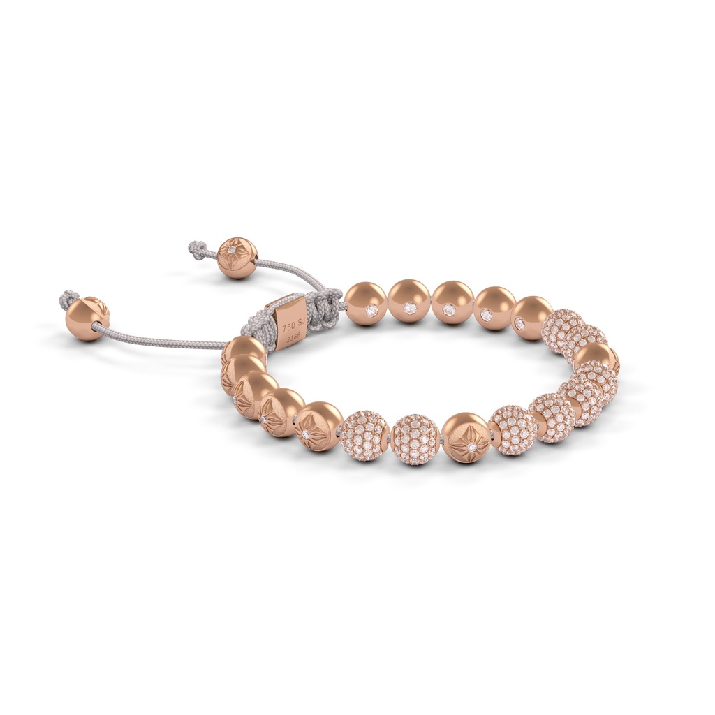Shamballa Jewels Rose Gold & Diamond 6mm Non-Braided Shamballa Bracelet (Left View) - D100815