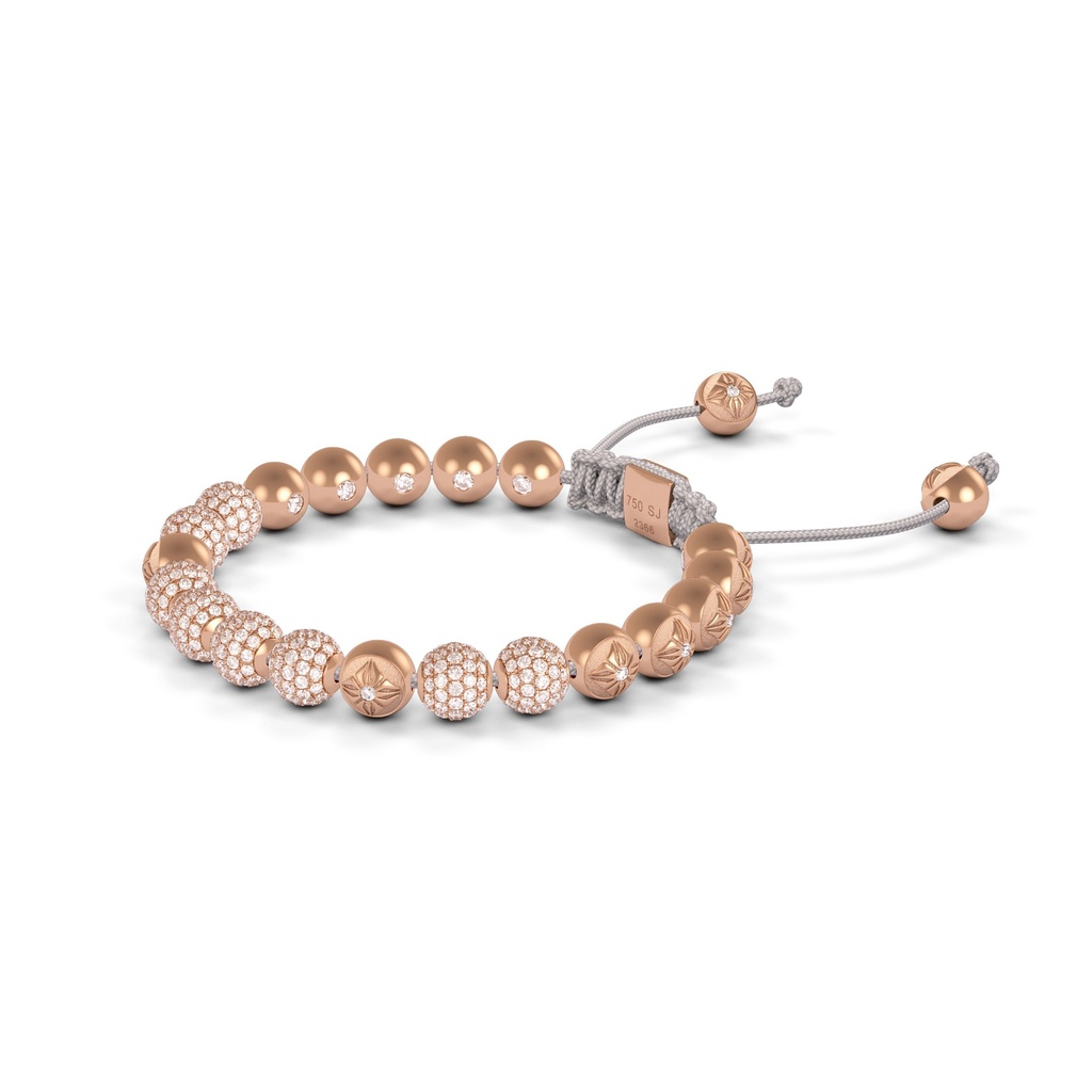 Shamballa Jewels Rose Gold & Diamond 6mm Non-Braided Shamballa Bracelet (Right View) - D100815
