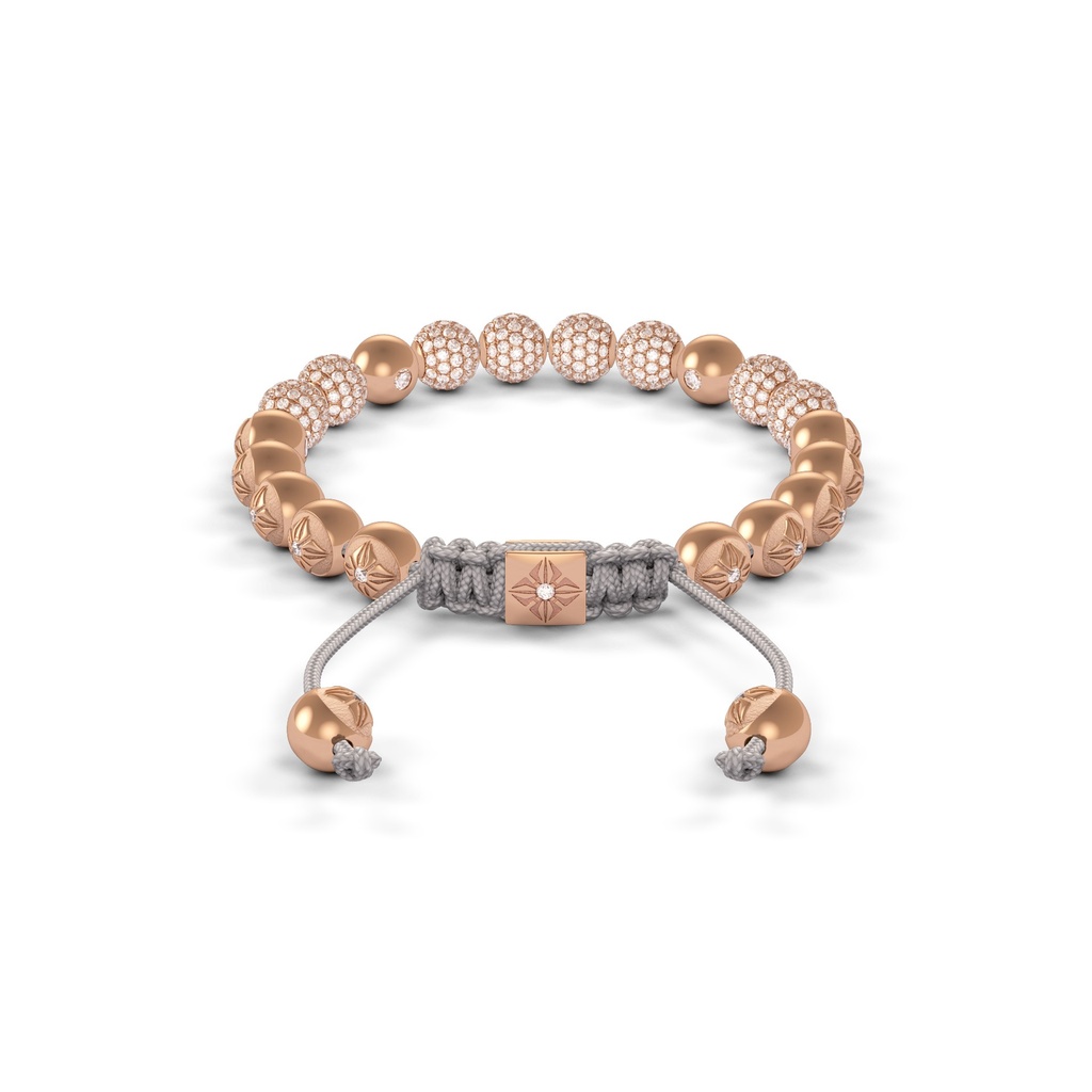 Shamballa Jewels Rose Gold & Diamond 6mm Non-Braided Shamballa Bracelet (Back View) - D100815