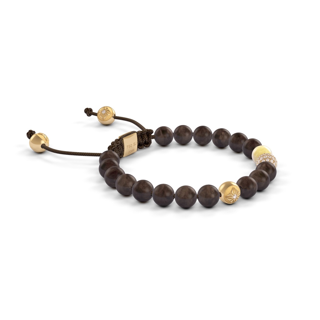 Shamballa Jewels Yellow Gold Diamond, Yellow Sapphire & Ebony 6mm Non-Braided Shamballa Bracelet (Left View) - D100728